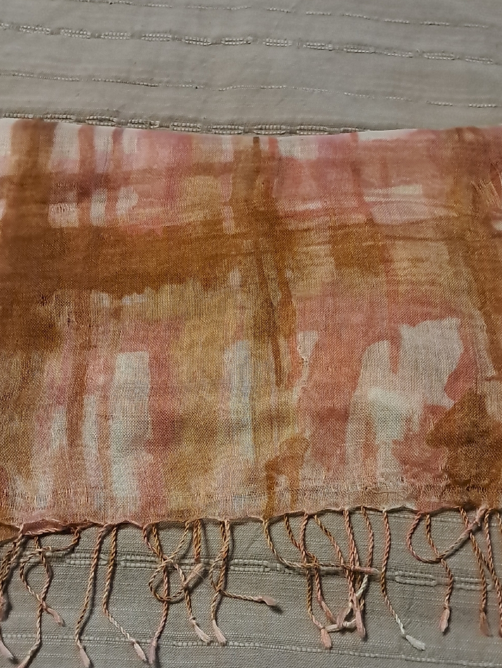 Talbots Blush and Cream Floral Lightweight Scarf with Fringe Silk Wool Cashmere - Picture 6 of 8